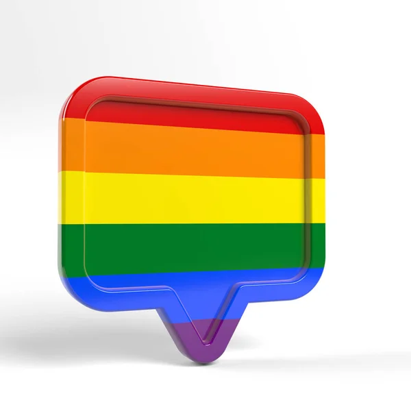 Speech Bubble Icon Covered Lgbtq Flag White Colored Background Square — Fotografia de Stock