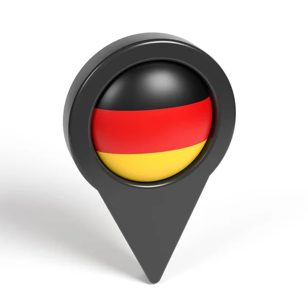Bandera Alemania Puntero Mapa Color Negro Sobre Fondo Color Blanco —  Fotos de Stock