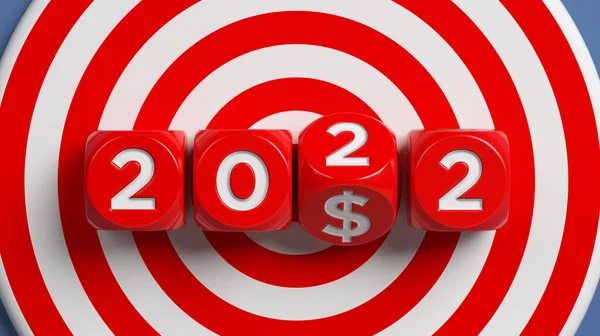 2022 Finansiellt Målkoncept Dollar Symbol 2022 Text Och Röd Och — Stockfoto