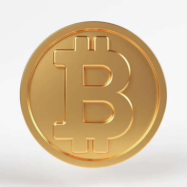 Gold Colored Bitcoin Symbol White Colored Background Square Composition Copy — Foto Stock