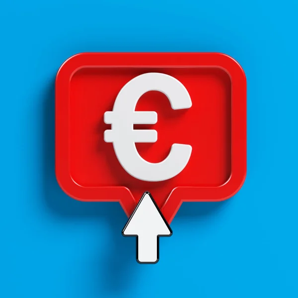 White Colored Euro Symbol Computer Cursor Red Colored Speech Bubble — Fotografia de Stock