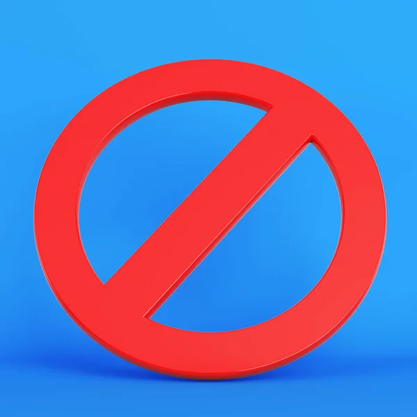 Señal Prohibida Color Rojo Sobre Fondo Color Azul Composición Cuadrada — Foto de Stock