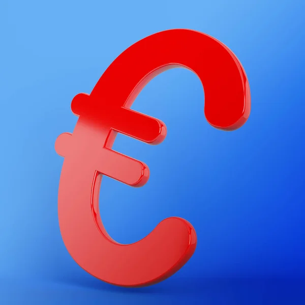 Red Colored Euro Symbol Blue Colored Background Square Composition Copy — Stockfoto