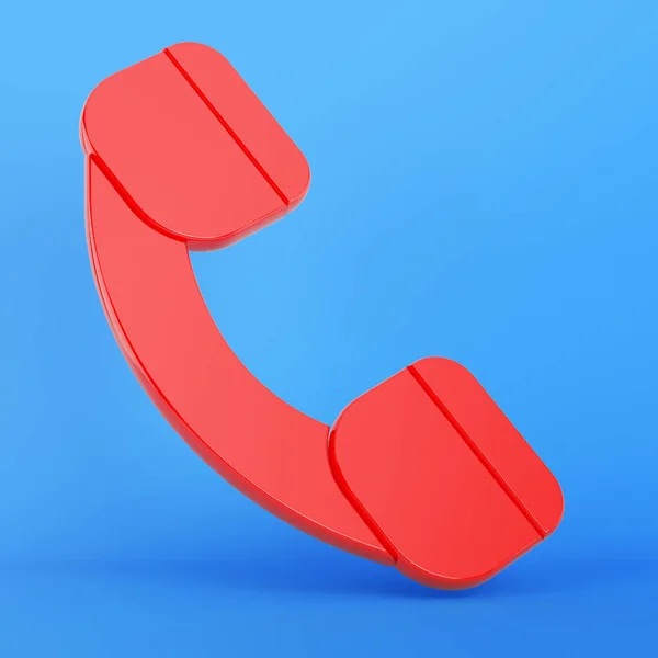 Red Colored Phone Handset Symbol Blue Colored Background Square Composition — стоковое фото