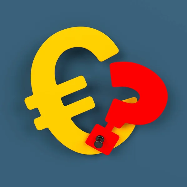 Símbolo Cor Laranja Euro Ponto Interrogação Num Fundo Cor Azul — Fotografia de Stock
