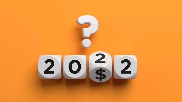 Vit Färgade Kuber Frågetecken Och Dollartecken Med 2022 Text Orange — Stockfoto