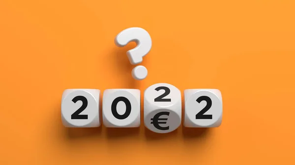 White Colored Cubes Question Mark Euro Sign 2022 Text Orange — стокове фото