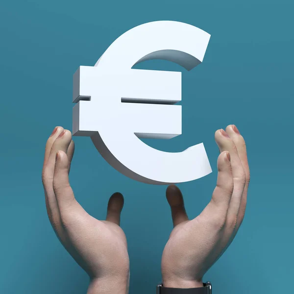 Handen Van Zakenman Proberen Vallen Wit Gekleurde Euro Symbool Vast — Stockfoto