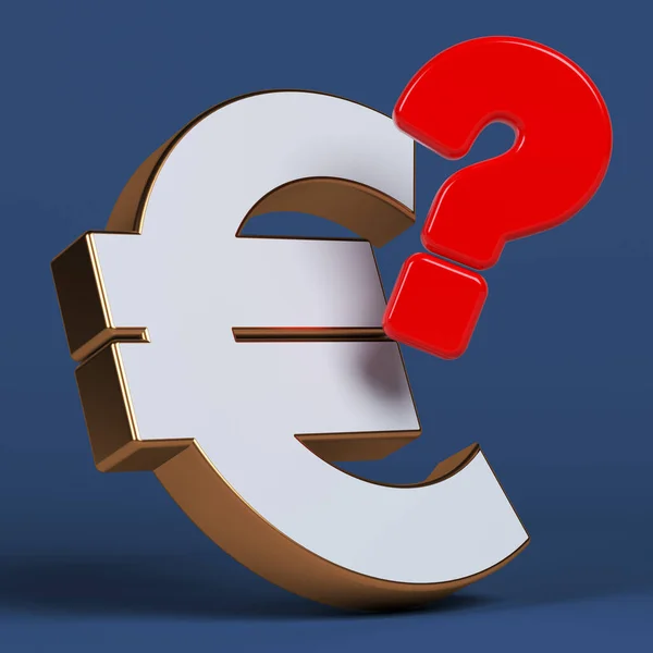 Goud Ingelijst Wit Gekleurde Euro Symbool Rood Gekleurde Vraagteken Donker — Stockfoto