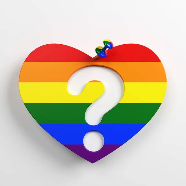 Pinned Heart Shape Question Mark Symbol White Colored Background Square — Stockfoto