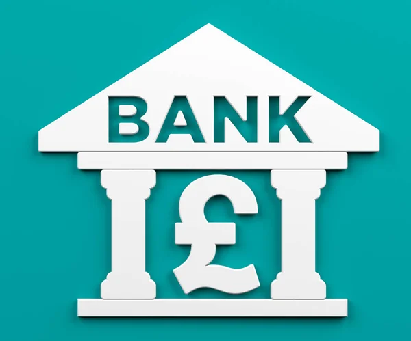 Símbolo Libra Branca Ícone Banco Fundo Azul Turquesa Acinzentado Composição — Fotografia de Stock