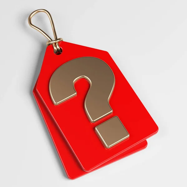 Gold Colored Question Mark Red Colored Price Tag White Colored — Stock Photo, Image