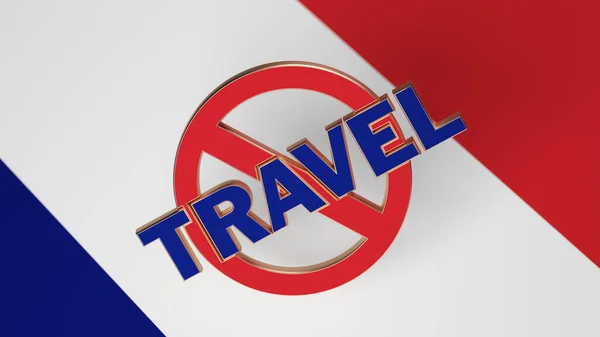 Banned Sign France Flag Travel Text Horizontal Composition Copy Space — Stock Photo, Image