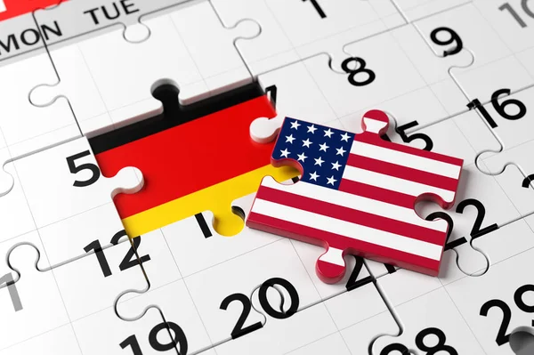 Bandera Americana Forma Rompecabezas Bandera Del Norte Alemania Calendario Forma —  Fotos de Stock