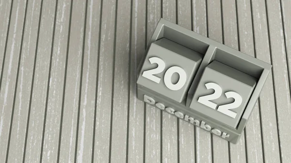 Evergreen Fog Colored Cubic December 2022 Calendar Horizontal Composition Copy — Stock Photo, Image