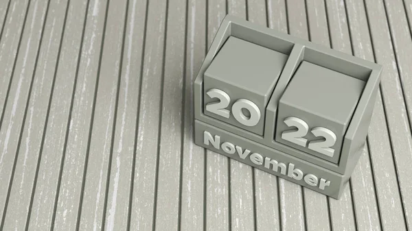 Evergreen Mist Gekleurde Kubieke November 2022 Kalender Horizontale Compositie Met — Stockfoto