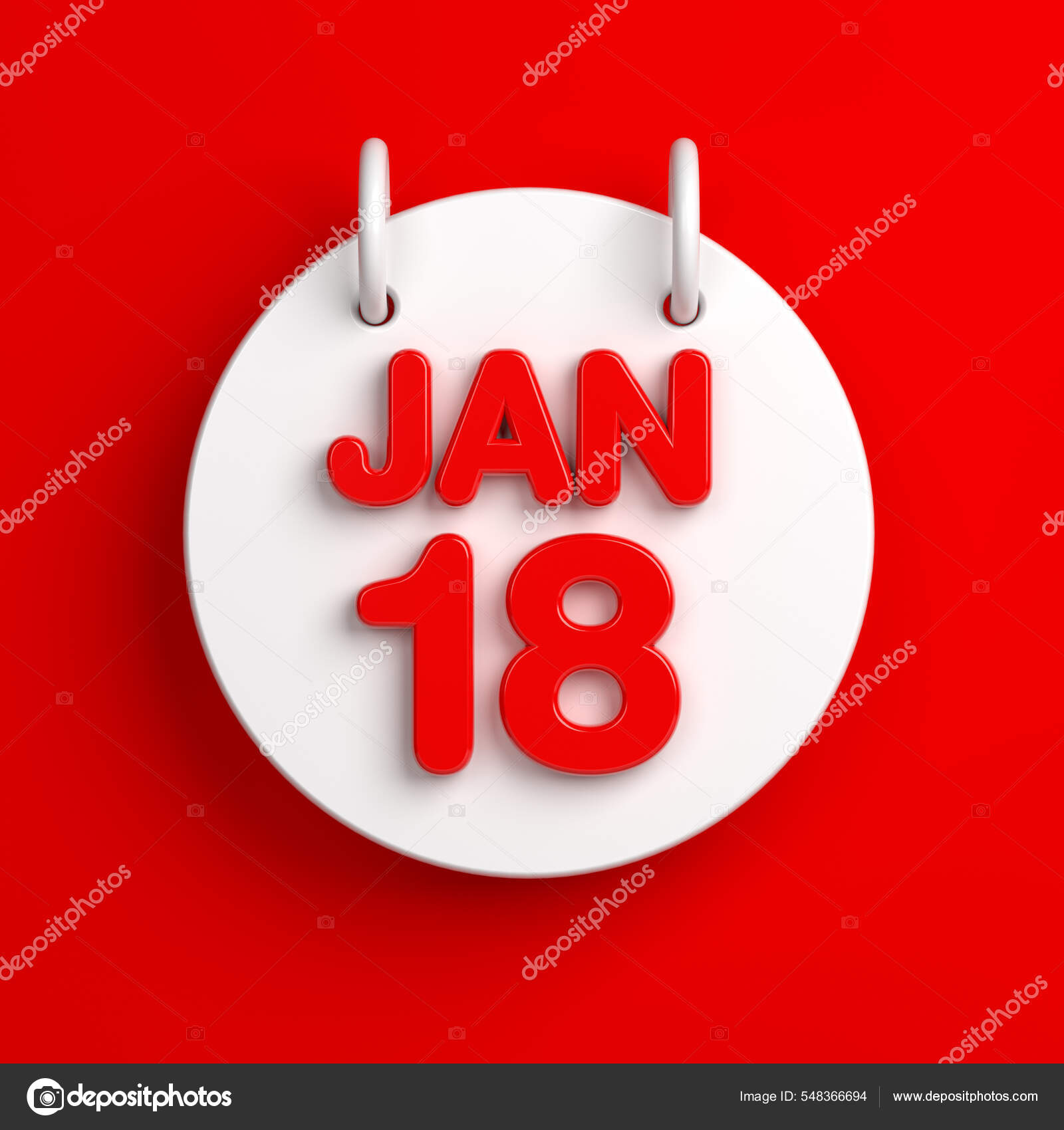 White Colored Circle Shaped January 18Th Calendar Red Colored Background  Stock Photo by ©MicroStockFactory 548366694