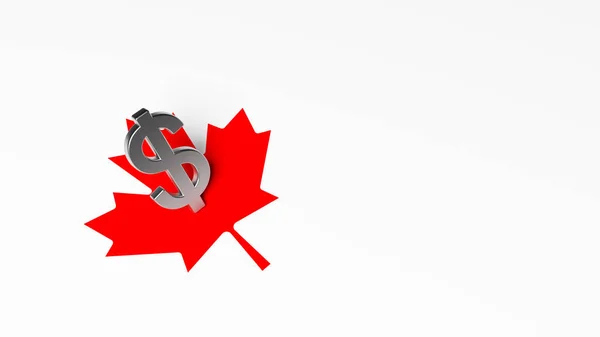 Gold Colored Dollar Symbol Canadian Flag Horizontal Composition Copy Space — Stock Photo, Image