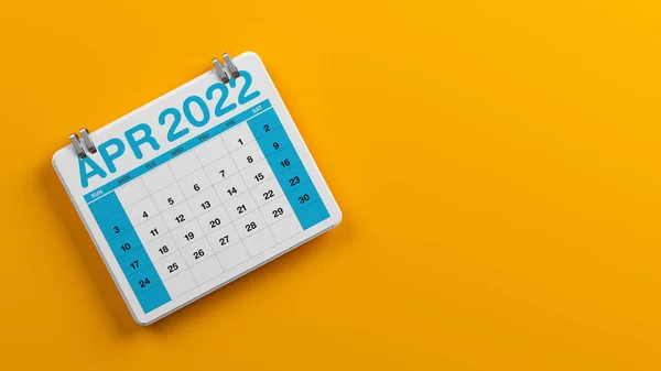 Bunter Kalender Für April 2022 Horizontale Komposition Mit Kopierraum Darstellung — Stockfoto