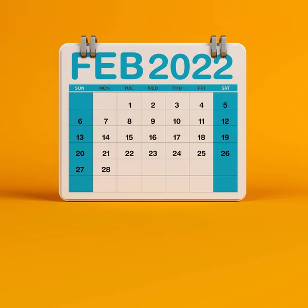 Barevný Kalendář Února2022 Vodorovné Složení Mezerou Pro Kopírování Vykreslení — Stock fotografie