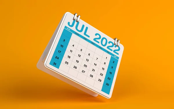 Färgglada Juli 2022 Kalender Horisontell Sammansättning Med Kopieringsutrymme Återgivning — Stockfoto