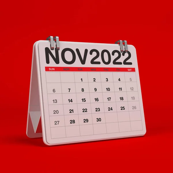 Calendrier Coloré Novembre 2022 Composition Horizontale Avec Espace Copie Rendu — Photo