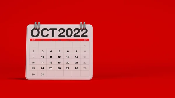 Színes 2022 Októberi Naptár Vízszintes Kompozíció Másolási Hellyel Renderelés — Stock Fotó