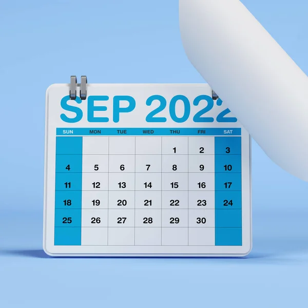 Színes 2022 Szeptemberi Naptár Vízszintes Kompozíció Másolási Hellyel Renderelés — Stock Fotó