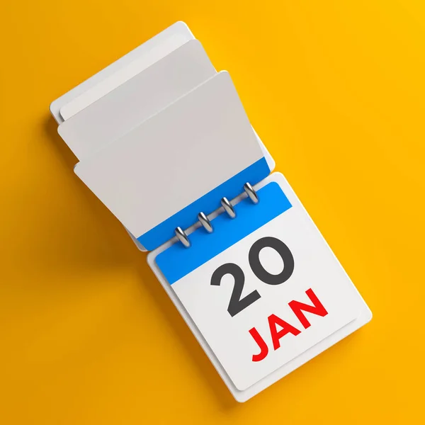 Calendario Enero Color Azul Blanco Sobre Fondo Color Naranja Composición — Foto de Stock