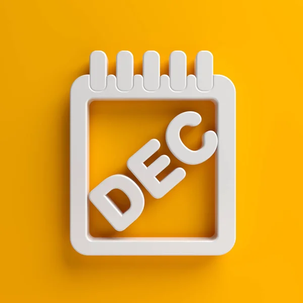 Icono Calendario Diciembre Color Blanco Sobre Fondo Color Naranja Composición — Foto de Stock