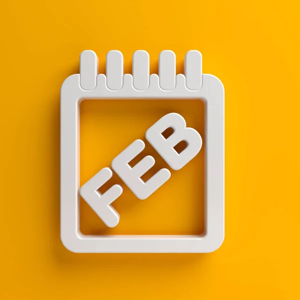 Wit Gekleurd Februari Kalender Pictogram Oranje Achtergrond Vierkante Compositie Met — Stockfoto