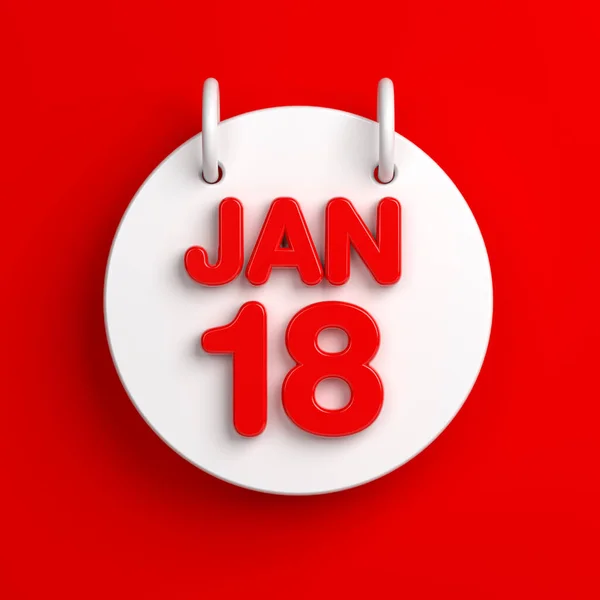 Wit Gekleurde Cirkel Vormige Januari Kalender Rood Gekleurde Achtergrond Vierkante — Stockfoto