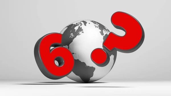 Grey Globe Red Question Mark Symbol Číslo Šest Bílém Pozadí — Stock fotografie