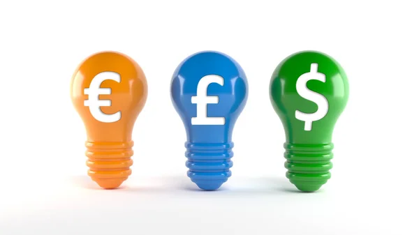 Fehér Színű Dollár Euró Font Szimbólumok Narancssárga Kék Zöld Színű — Stock Fotó