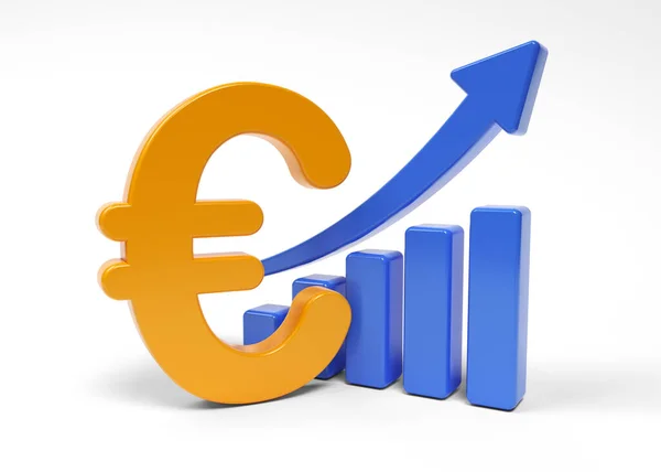 Blue Colored Finance Graph Yellow Colored Euro Sign White Colored — Stock Photo, Image