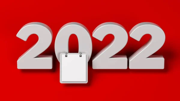 Gelukkig Nieuwjaar Wit Gekleurde 2022 Tekst Wit Gekleurde Kalender Rood — Stockfoto
