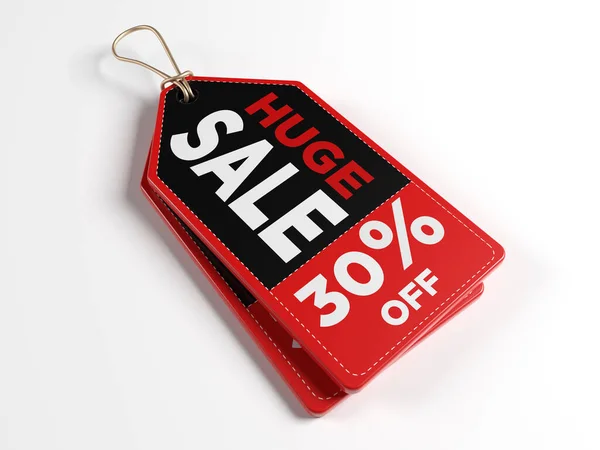 Black Red Colored Price Tag Thirty Percent Huge Discount Text — Stock Photo, Image