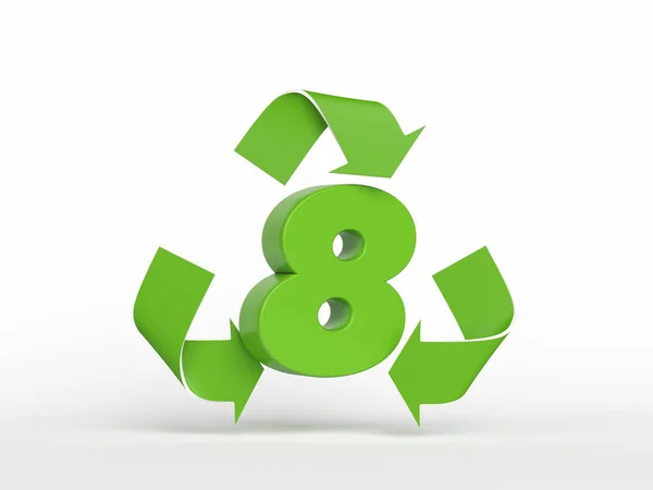 Green Colored Clock Number Eight White Colored Background Horizontal Composition — Stock Photo, Image