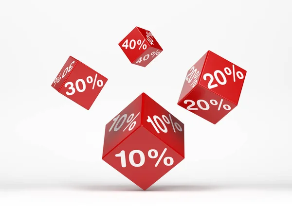 Red Percentage Blocos Render — Fotografia de Stock