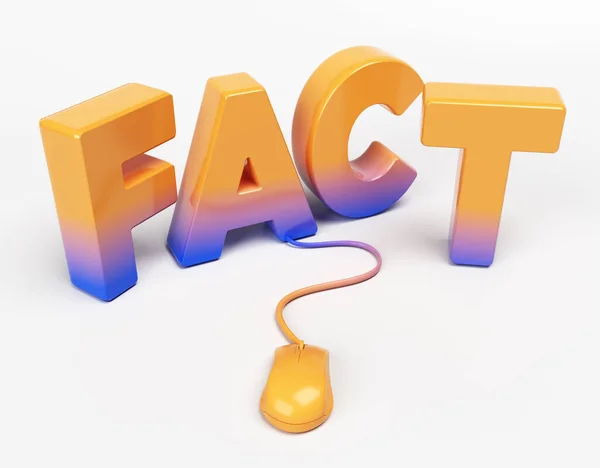 Blue Orange Colored Fact Text Computer Mouse Pada Latar Belakang — Stok Foto