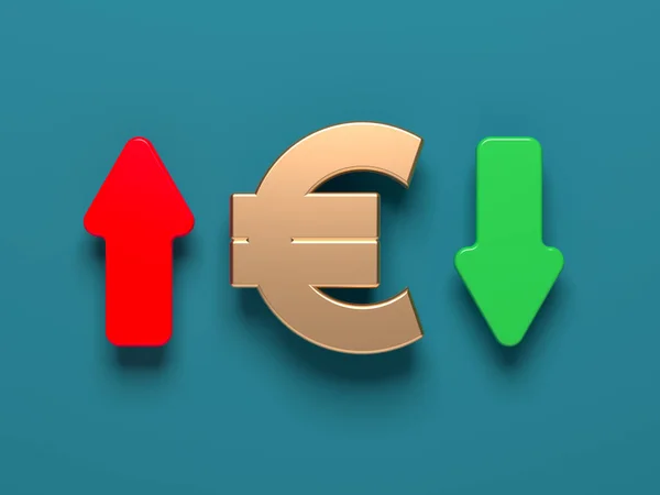 Euro Com Setas Moeda Ilustração Render — Fotografia de Stock