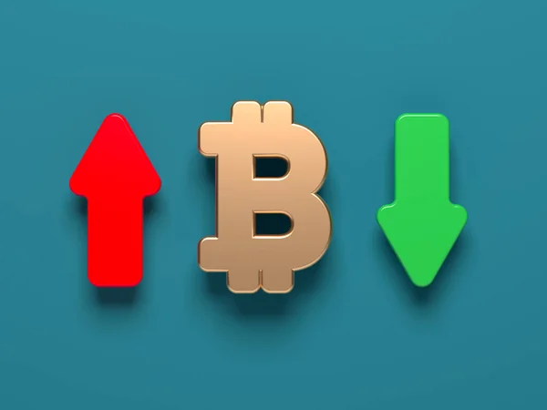 Bitcoin Con Frecce Valuta Illustrazione Rendering — Foto Stock
