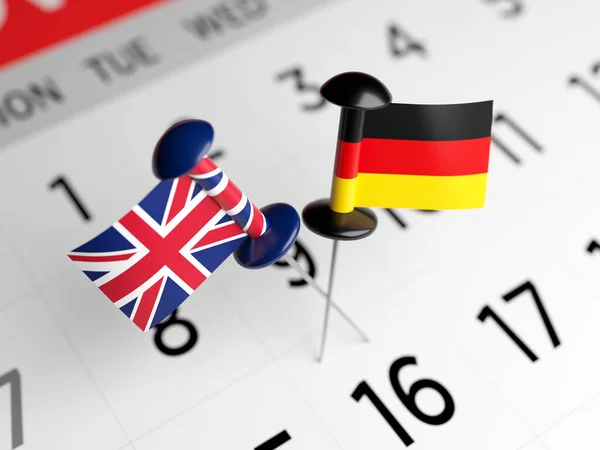 Inglaterra Alemán Flaged Pins Calendar —  Fotos de Stock