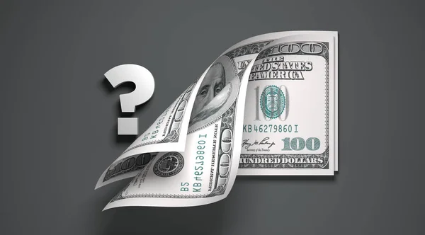 100 Dollar Banknotes Question Symbol — Stock Photo, Image