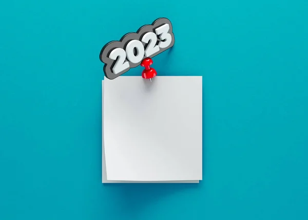 Empty Calendar Page Pinned Pin Shaped 2023 Text Blue Color — Stock Photo, Image