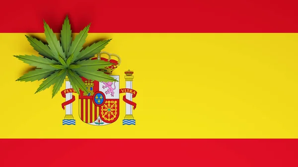 Растение Конопли Испанский Флаг Горизонтальная Композиция Изолированный Обрезкой Пути Рендеринг — стоковое фото