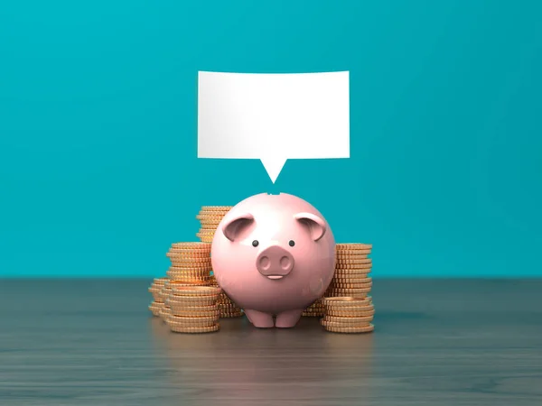 Piggy Bank Met Munten Tekstballon — Gratis stockfoto