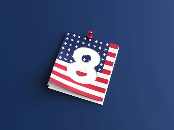 Amerykański Kalendarz Flagi Numer Osiem — Zdjęcie stockowe
