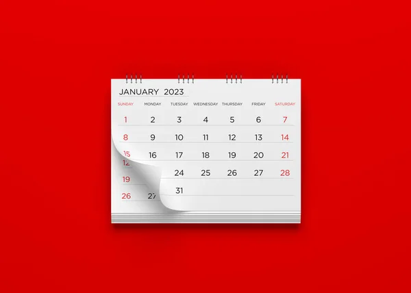 Calendário Branco Com Fundo Vermelho Com Espaço Cópia Para Texto — Fotografia de Stock