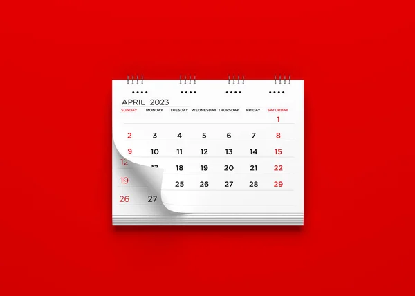 Calendario Blanco Con Fondo Rojo Con Espacio Copia Para Texto —  Fotos de Stock